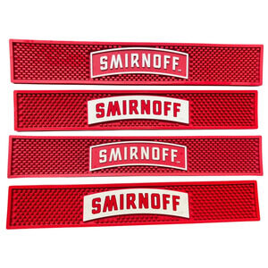 Lot 4 Smirnoff Bar Mats Red Rubber Spill Mat Liquor Bar Rail Service Mat
